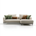 Prawostronna sofa narożna z szezlongiem, jasnobeżowa/czarna, tapicerka poliestrowa, 280 × 165 × 85 cm