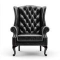 Fotel uszak Chesterfield z ekoskóry czarny 82 x 90 x 110 cm