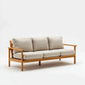 Sofa 3-osobowa beżowa z drewnianą ramą 180 x 75 x 78 cm