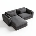 Grafitowa sofa narożna z lewostronnym szezlongiem, tapicerka poliestrowa, 280 x 170 x 85 cm