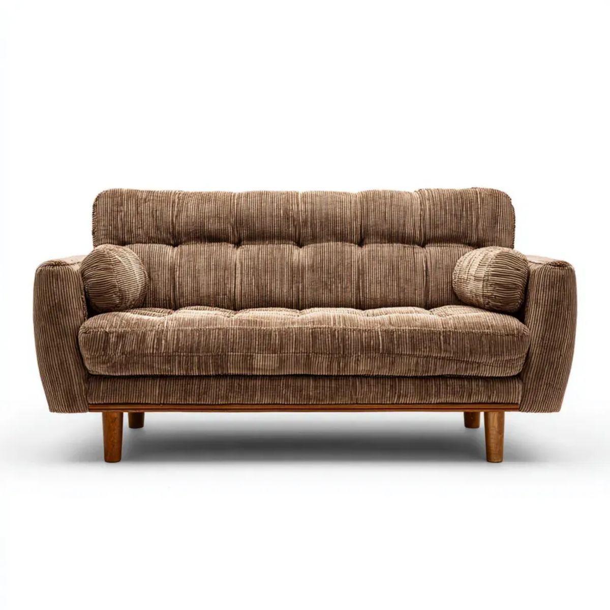 Brązowa sofa dwuosobowa ze sztruksu 170 × 85 × 88 cm