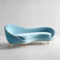 3-osobowa półokrągła sofa z aksamitu jasnoniebieska, 220 x 90 x 78 cm