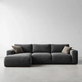 Sofa narożna lewostronna grafitowa z tapicerką poliestrową, 280 × 165 × 85 cm, kształt L