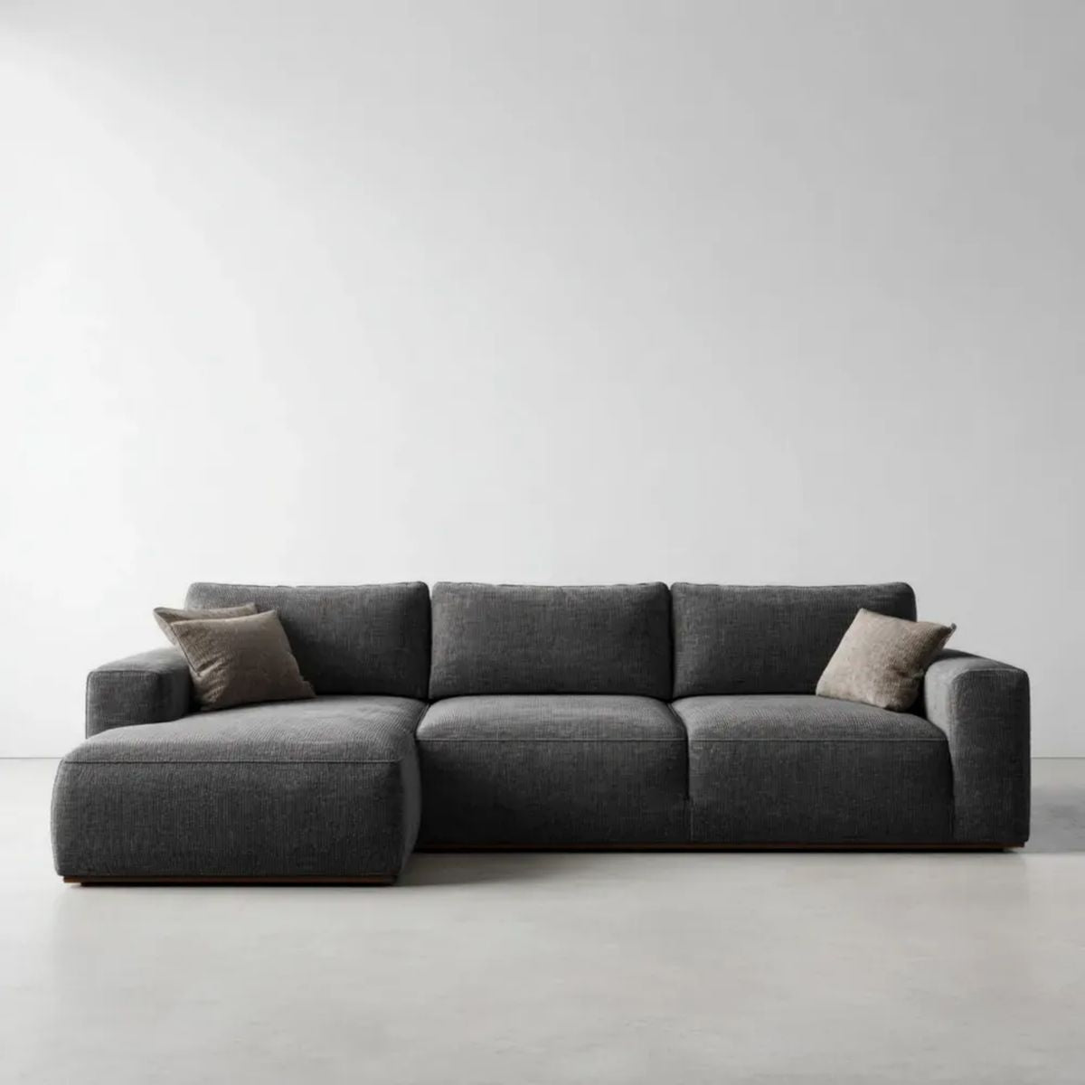 Sofa narożna lewostronna grafitowa z tapicerką poliestrową, 280 × 165 × 85 cm, kształt L