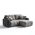 Szara sofa narożna z prawostronnym szezlongiem, tapicerka poliestrowa, 280 × 170 × 90 cm