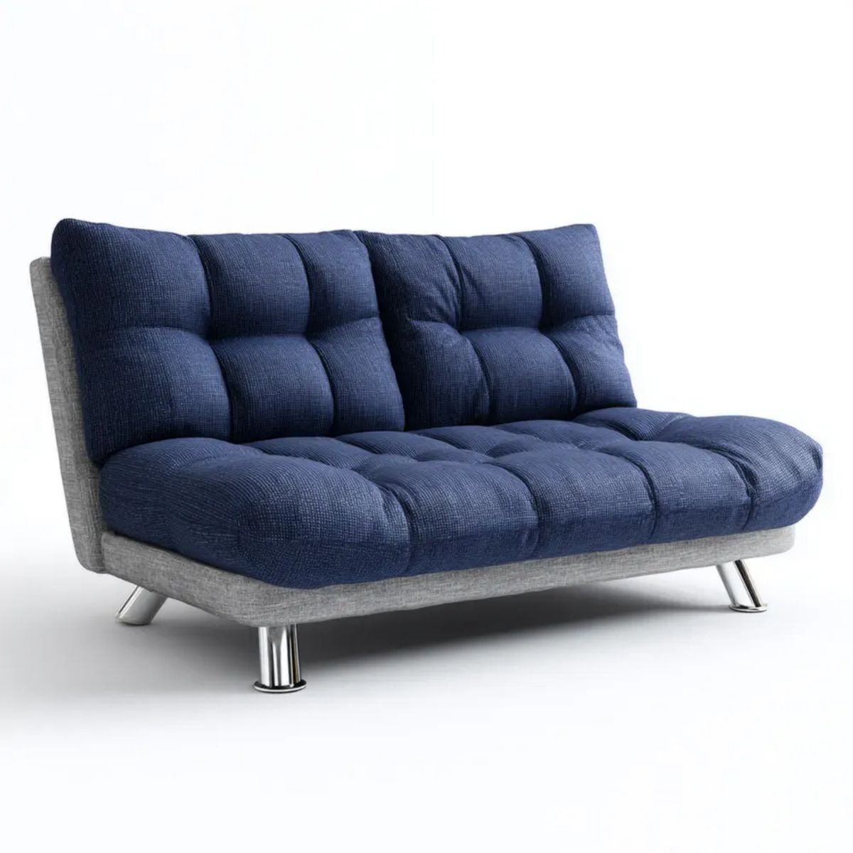 Trzyosobowa sofa rozkładana z poliestru granatowo-szara 180 × 90 × 85 cm