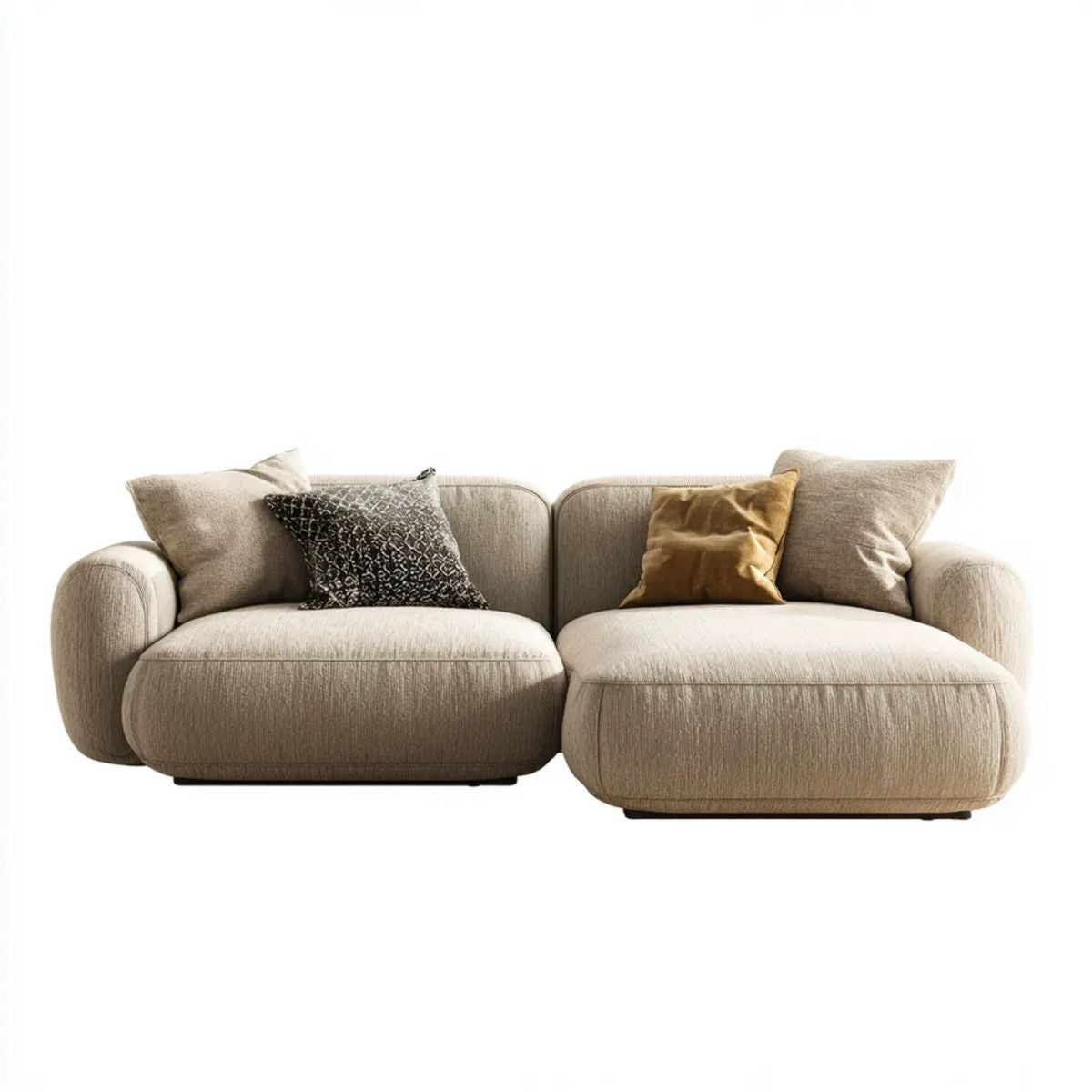Modułowa sofa 2-osobowa beżowa z tapicerką poliestrową, 240 × 110 × 75 cm, zaokrąglona