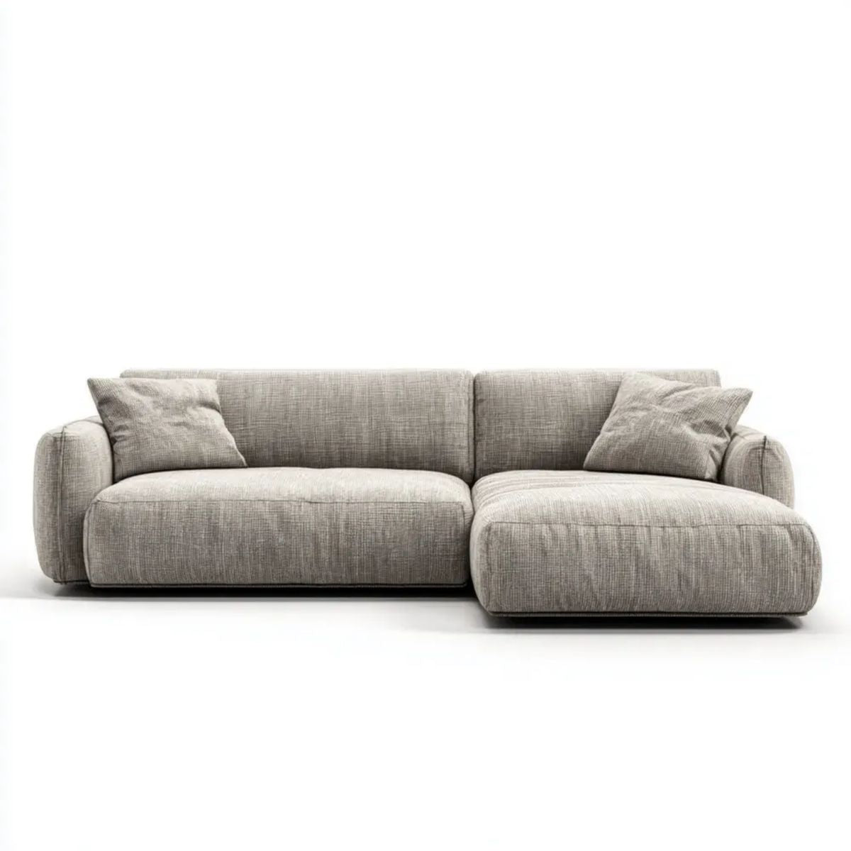 3-osobowa sofa narożna w kształcie L z tkaniny poliestrowej, szarobeżowa/czarna, 280 × 170 × 78 cm