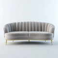 Sofa 3-osobowa szara ze złotymi nogami, aksamitna, półokrągła 210 x 88 x 78 cm