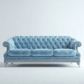 Trzyosobowa sofa Chesterfield z aksamitu jasnoniebieska 230 × 95 × 78 cm