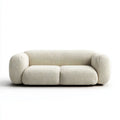 Dwuosobowa sofa kremowa z tapicerką poliestrową, 180 x 95 x 72 cm, zaokrąglona