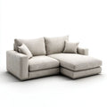 Prawostronna sofa narożna z szezlongiem z tkaniny jasnobeżowa 250 x 160 x 85 cm
