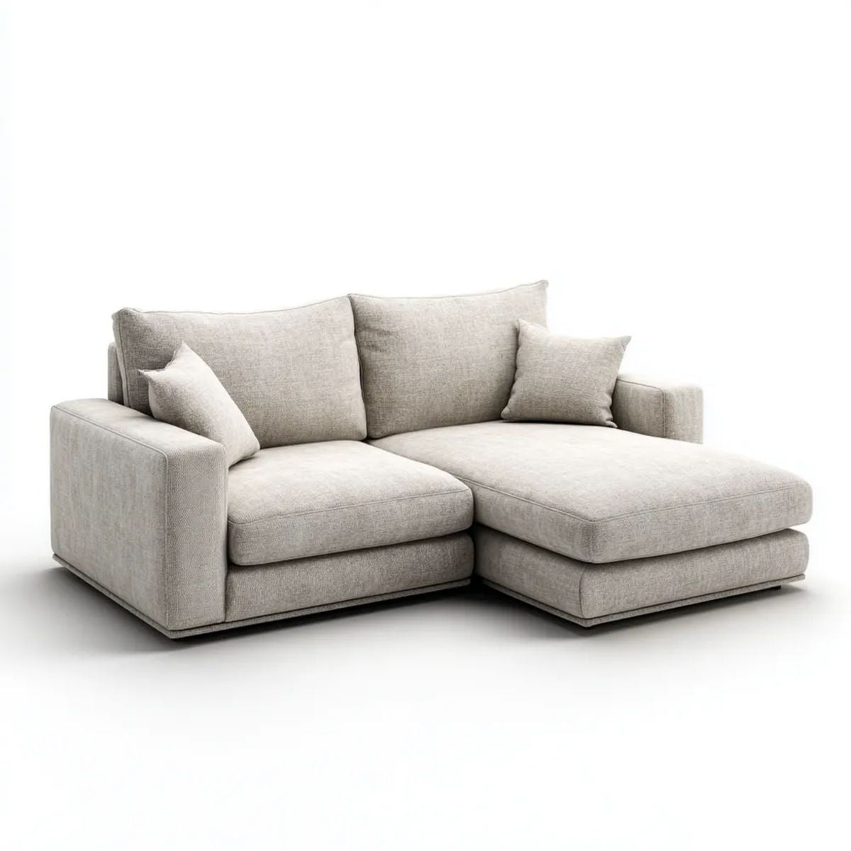 Prawostronna sofa narożna z szezlongiem z tkaniny jasnobeżowa 250 x 160 x 85 cm