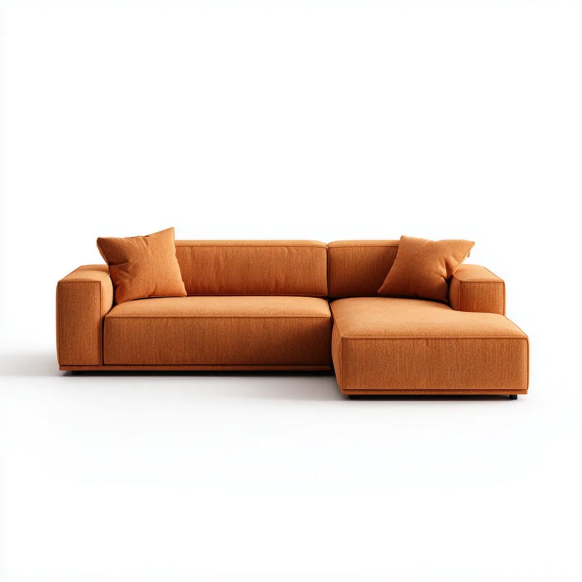 Prawostronna sofa narożna z szezlongiem z poliestru, pomarańczowa, 250 × 160 × 85 cm