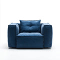 Granatowy fotel wypoczynkowy z weluru poliestrowego 100 × 90 × 85 cm