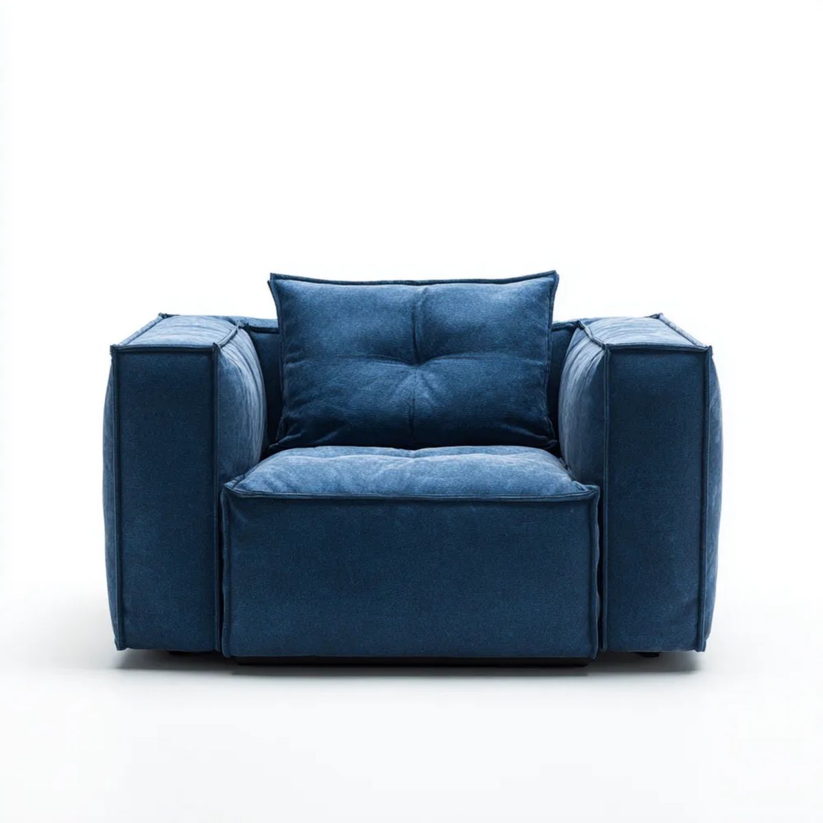 Granatowy fotel wypoczynkowy z weluru poliestrowego 100 × 90 × 85 cm