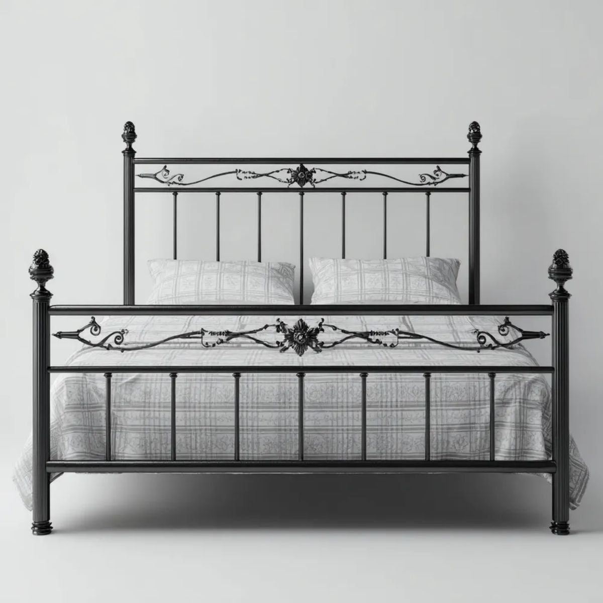 Podwójne łóżko metalowe czarne 160 x 200 cm ze stalowym stelażem