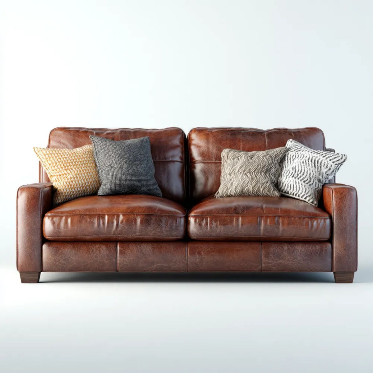 Dwuosobowa sofa brązowa z tapicerką z PU, 200 × 92 × 88 cm