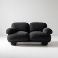 Czarna sofa dwuosobowa z tapicerką poliestrową 160 x 85 x 78 cm, zaokrąglona