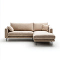 Prawostronna sofa narożna z szezlongiem beżowa z czarnymi metalowymi nogami, 260 x 160 x 85 cm