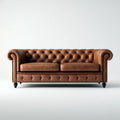 Trzyosobowa sofa Chesterfield brązowa ze skórą syntetyczną PU, 220 × 90 × 75 cm