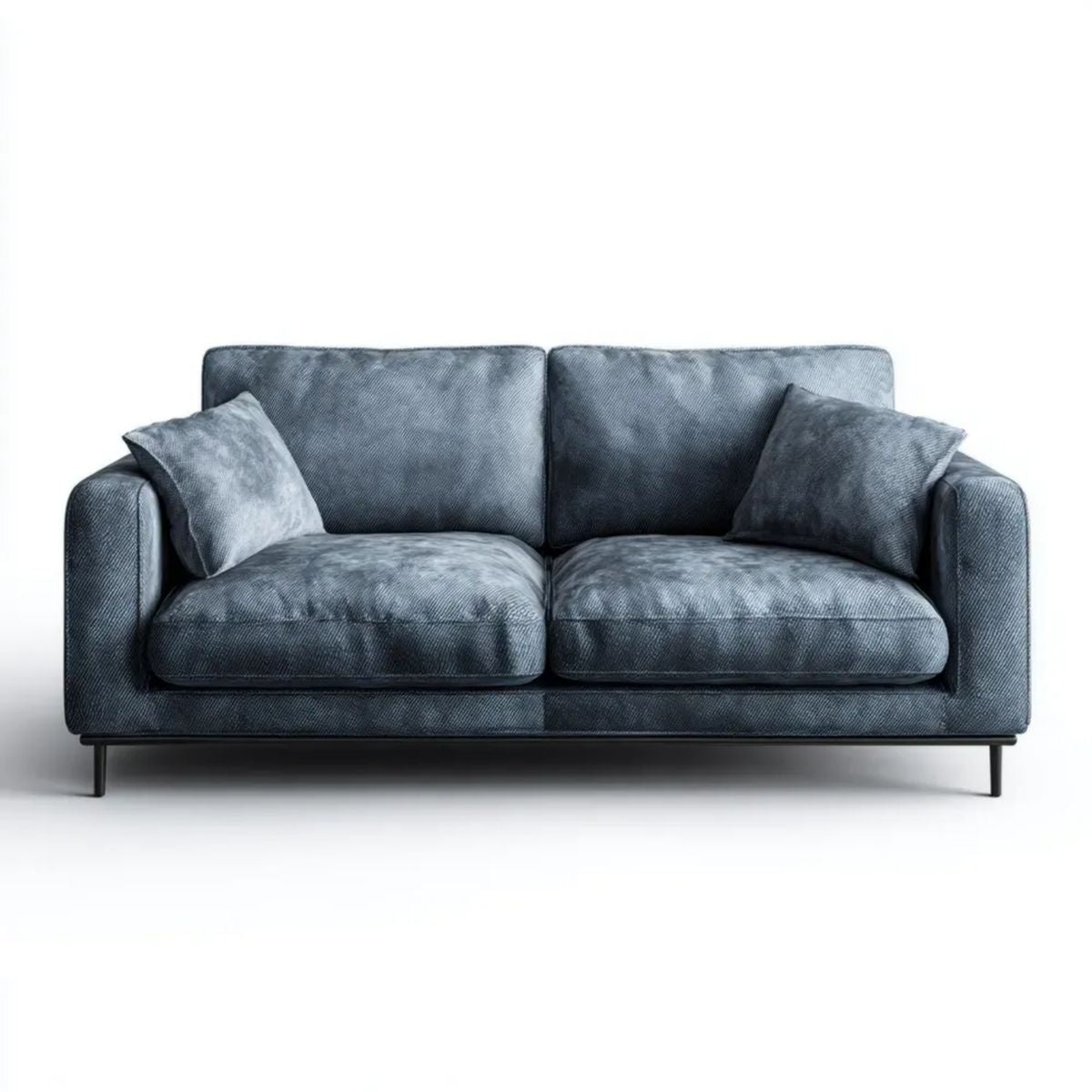 Sofa dwuosobowa z tapicerką poliestrową szaroniebieska, 180 × 90 × 85 cm