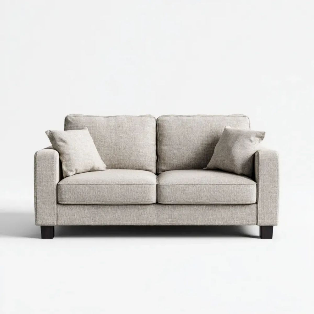 Sofa dwuosobowa jasnoszara z tapicerką poliestrową, 160 x 85 x 85 cm