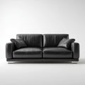 Sofa 2-osobowa czarna ze skóry syntetycznej PU 180 × 90 × 85 cm