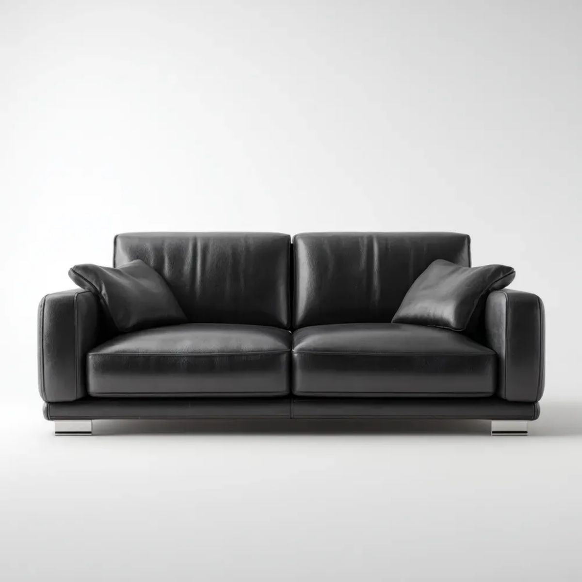 Sofa 2-osobowa czarna ze skóry syntetycznej PU 180 × 90 × 85 cm