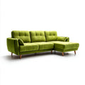 Zielona sofa narożna w kształcie L z szezlongiem, tapicerka z poliestru, 250 x 160 x 85 cm