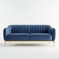 Sofa dwuosobowa granatowa z aksamitu poliestrowego ze złotą stalową podstawą, 170 x 85 x 78 cm