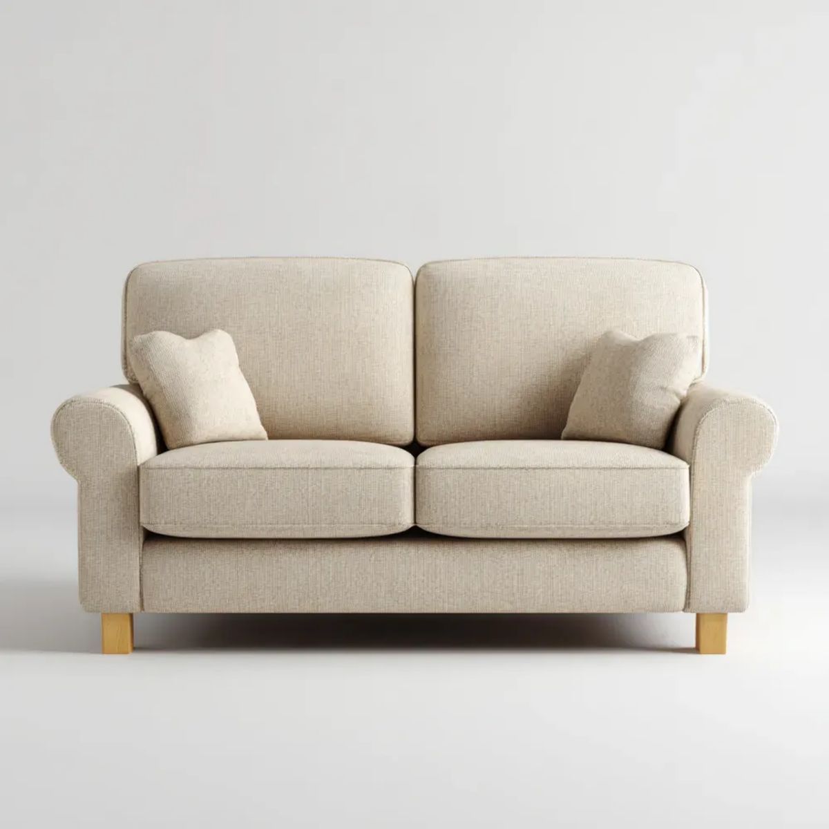 Dwuosobowa sofa z tkaniny beżowa 150 x 85 x 85 cm