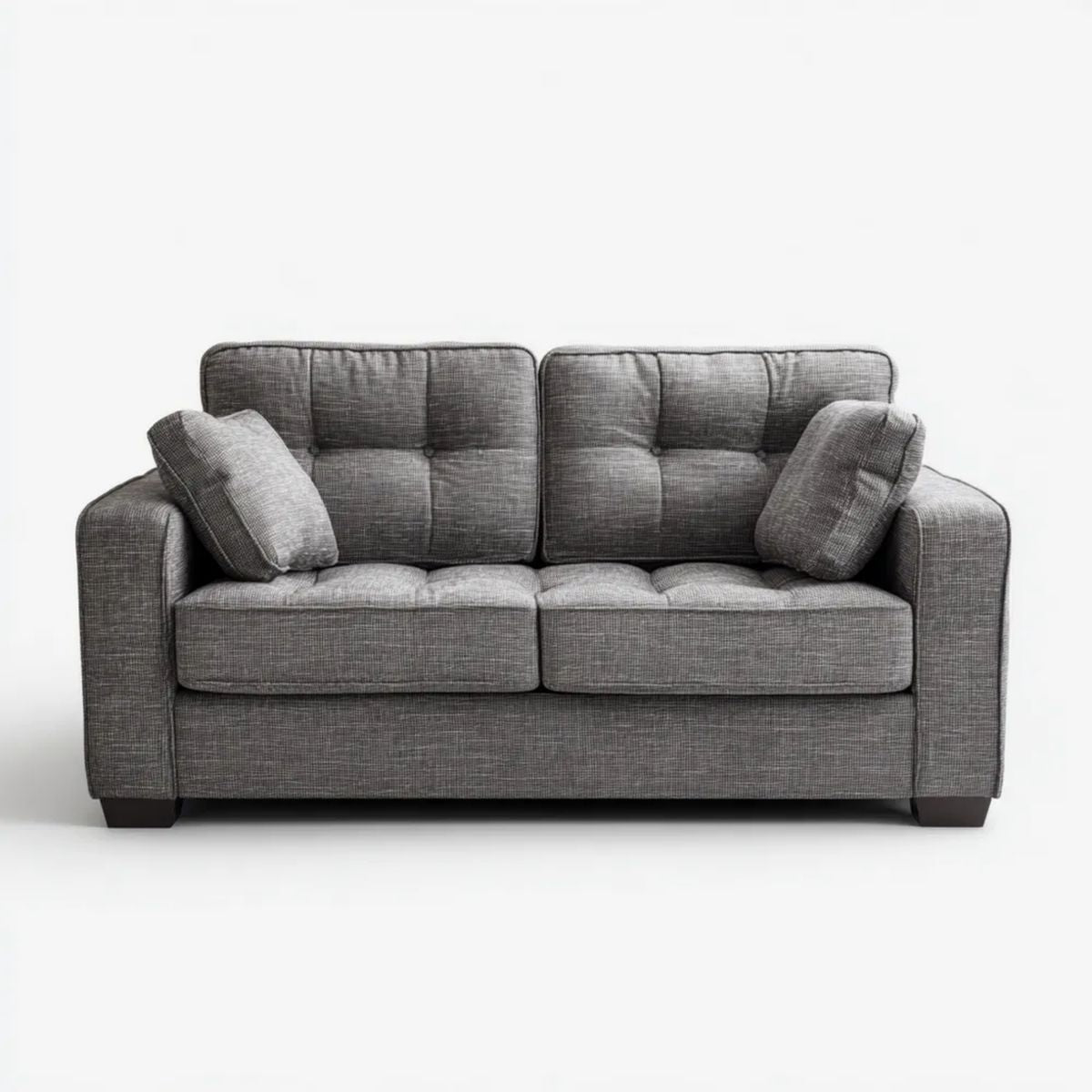 Dwuosobowa sofa tapicerowana z tkaniny, szara, 170 x 90 x 88 cm