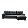Prawostronna sofa narożna w kształcie L ze skóry syntetycznej PU, czarna, 260 × 160 × 85 cm