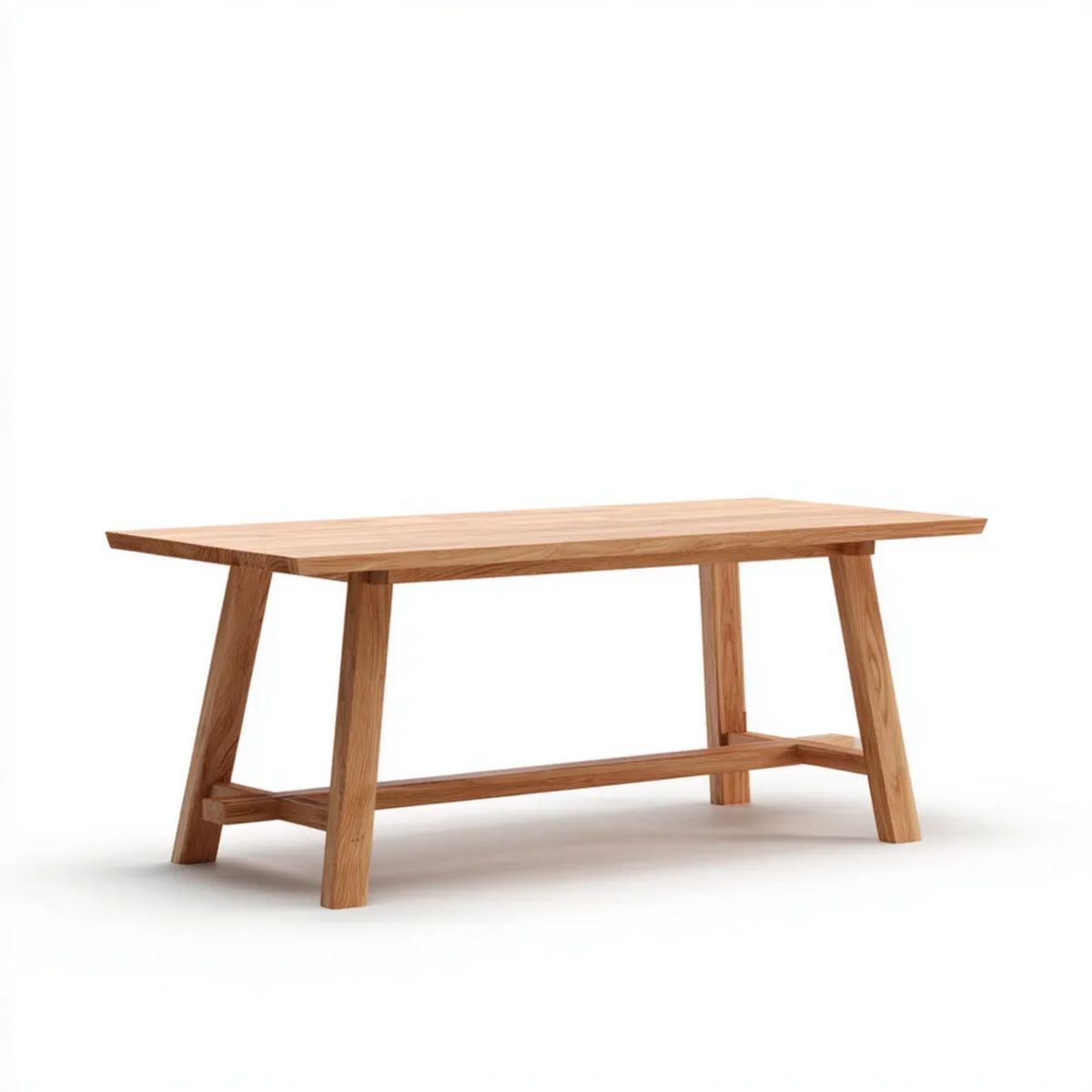 Drewniany prostokątny stół z litego dębu 180 x 90 x 75 cm, naturalny dąb