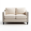 Kremowa dwuosobowa sofa z tapicerką poliestrową 130 x 85 x 85 cm