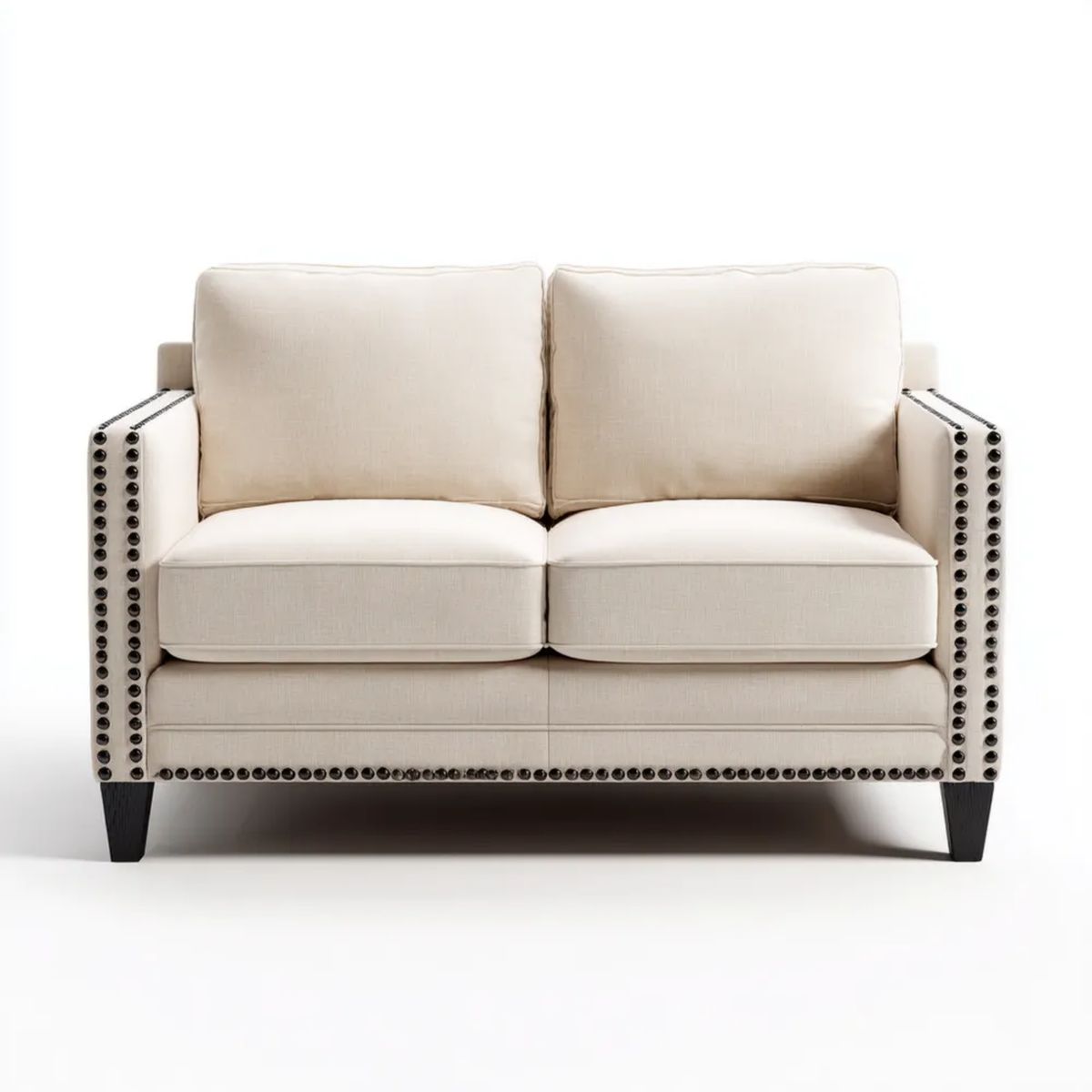 Kremowa dwuosobowa sofa z tapicerką poliestrową 130 x 85 x 85 cm