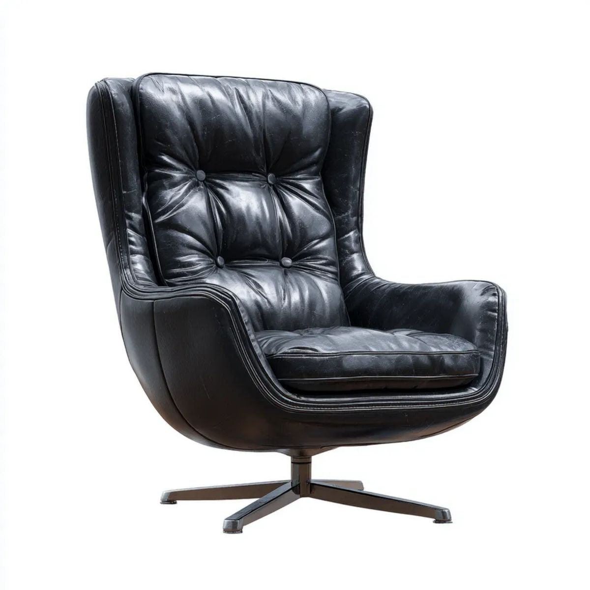 Czarny obrotowy fotel gabinetowy ze skóry syntetycznej 84 x 88 x 108 cm