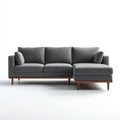Prawostronna sofa narożna w kształcie L z szezlongiem, grafitowa, tapicerka poliestrowa, 250 × 160 × 85 cm